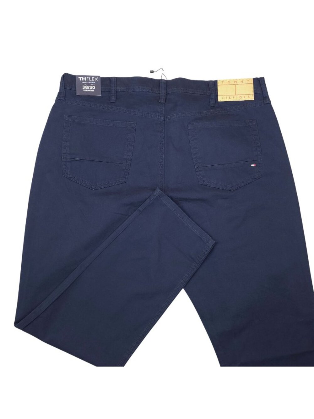 Tommy Hilfiger TH Flex Navy Mens Straight Fit Pants 38W 30L Cotton Blend